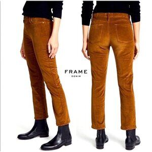 Frame Le High Straight in Warm Tan Corduroy Sz 27